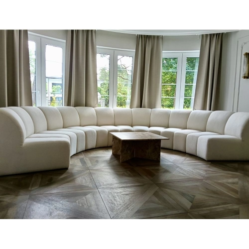 Designerski Sofa Narożnik MODUŁOWY Paris - UKŁADAJ DOWOLNE KOMBINACJE W PÓŁOKRĘGU BUBBLE Tkanina BOUCLE Manza
